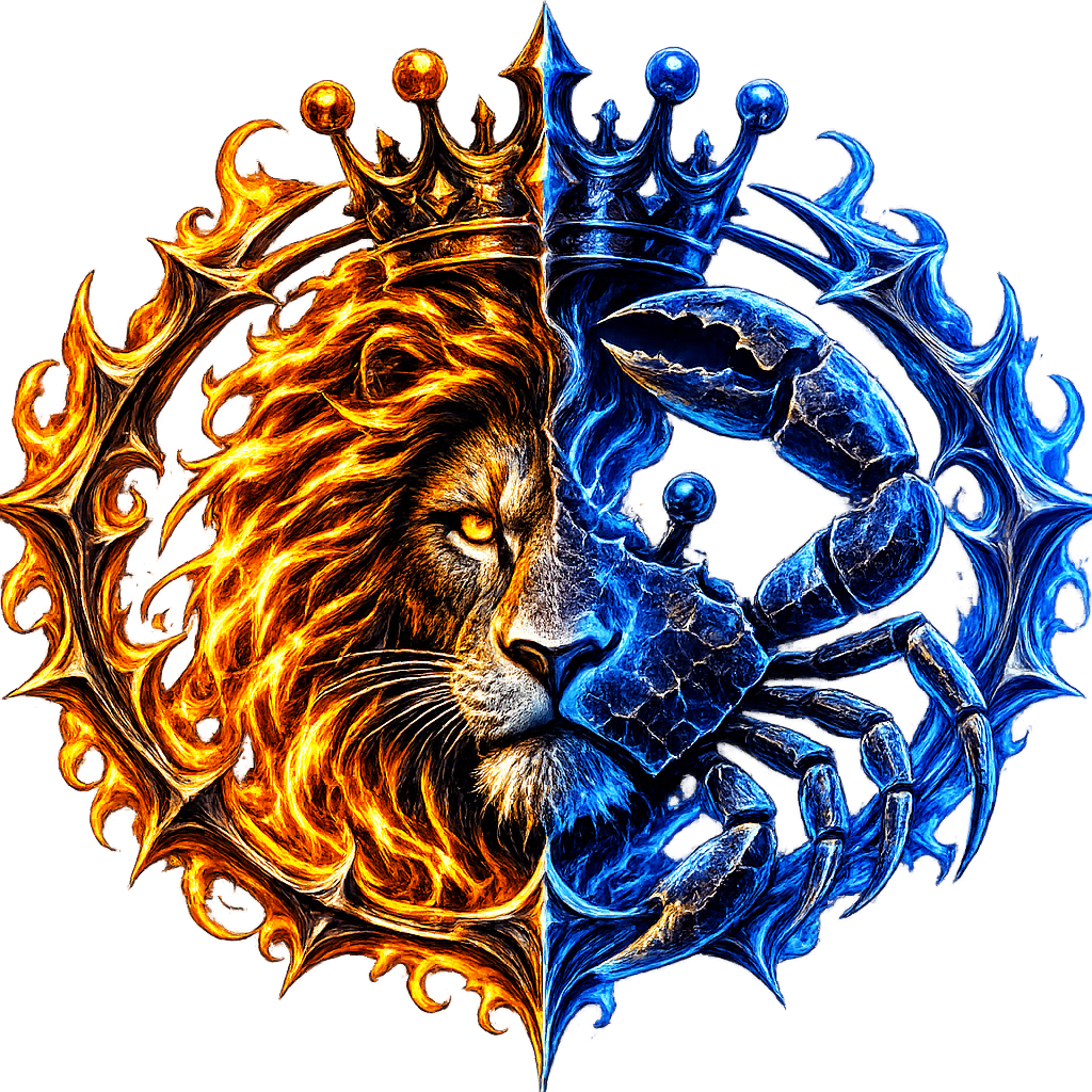 LightForged lion and armored figure emblem